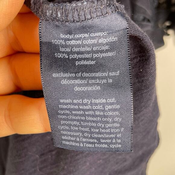 Tommy Hilfiger, Size 3X, Navy Lace Blouse, Scoop Neck, Short Sleeve, Plus - Picture 4 of 8